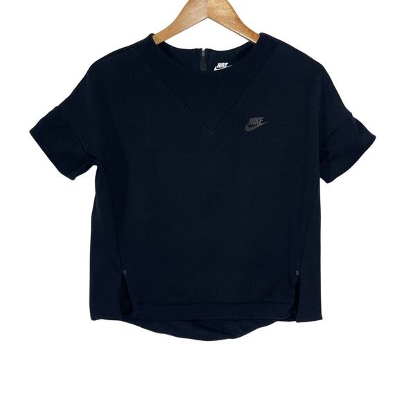 NIKE TECH Women’s Short Sleeve High Low Sweatshirt size medium - Picture 2 of 4